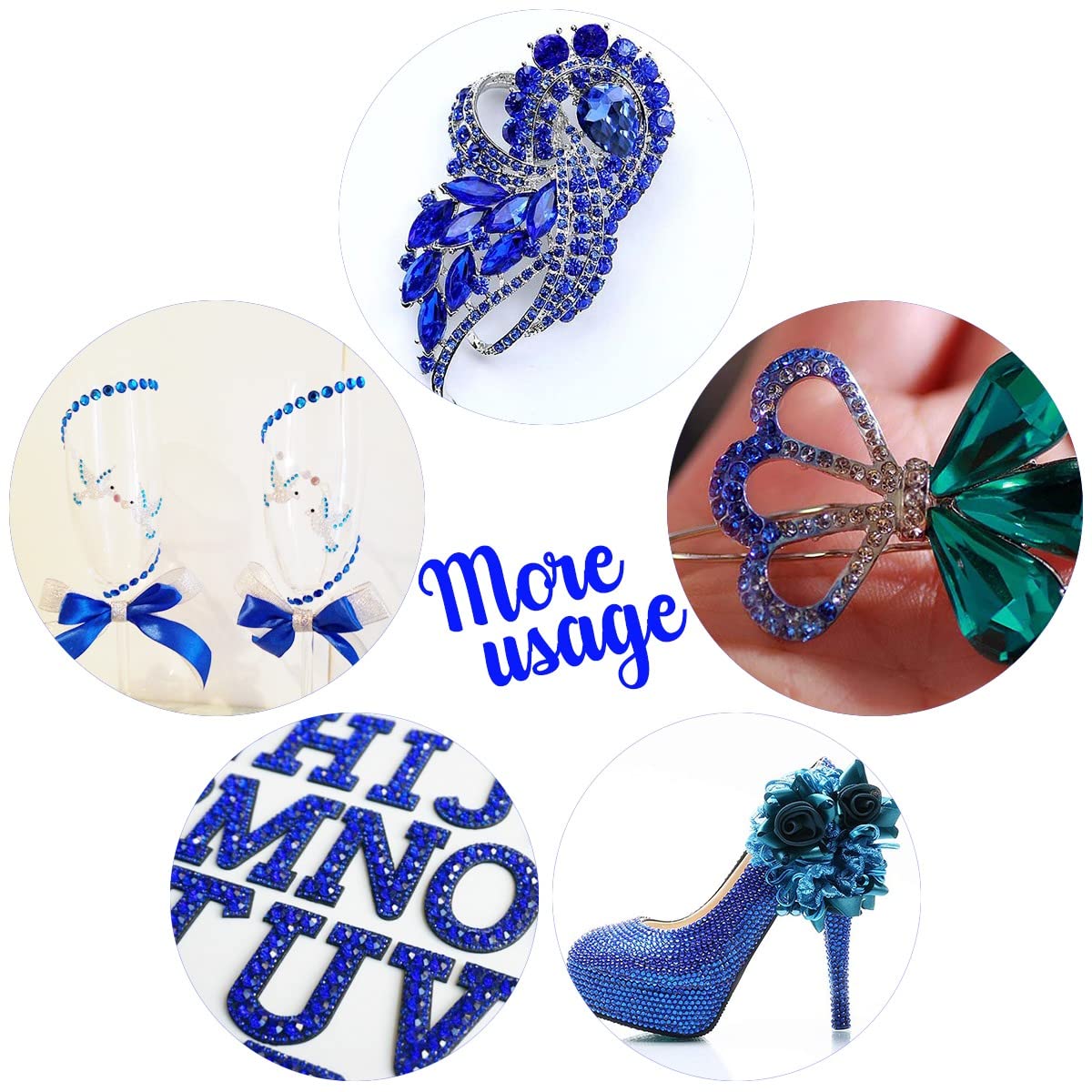 4080Pcs Blue Nail Rhinestones Flatback Royal Blue Sapphire Round Beads K9 Glass Gems Stones Nail Art Gems Diamonds jewels Nail Art Charms Supplies for Nails Face Eyes Makeup DIY Crafts Clothes