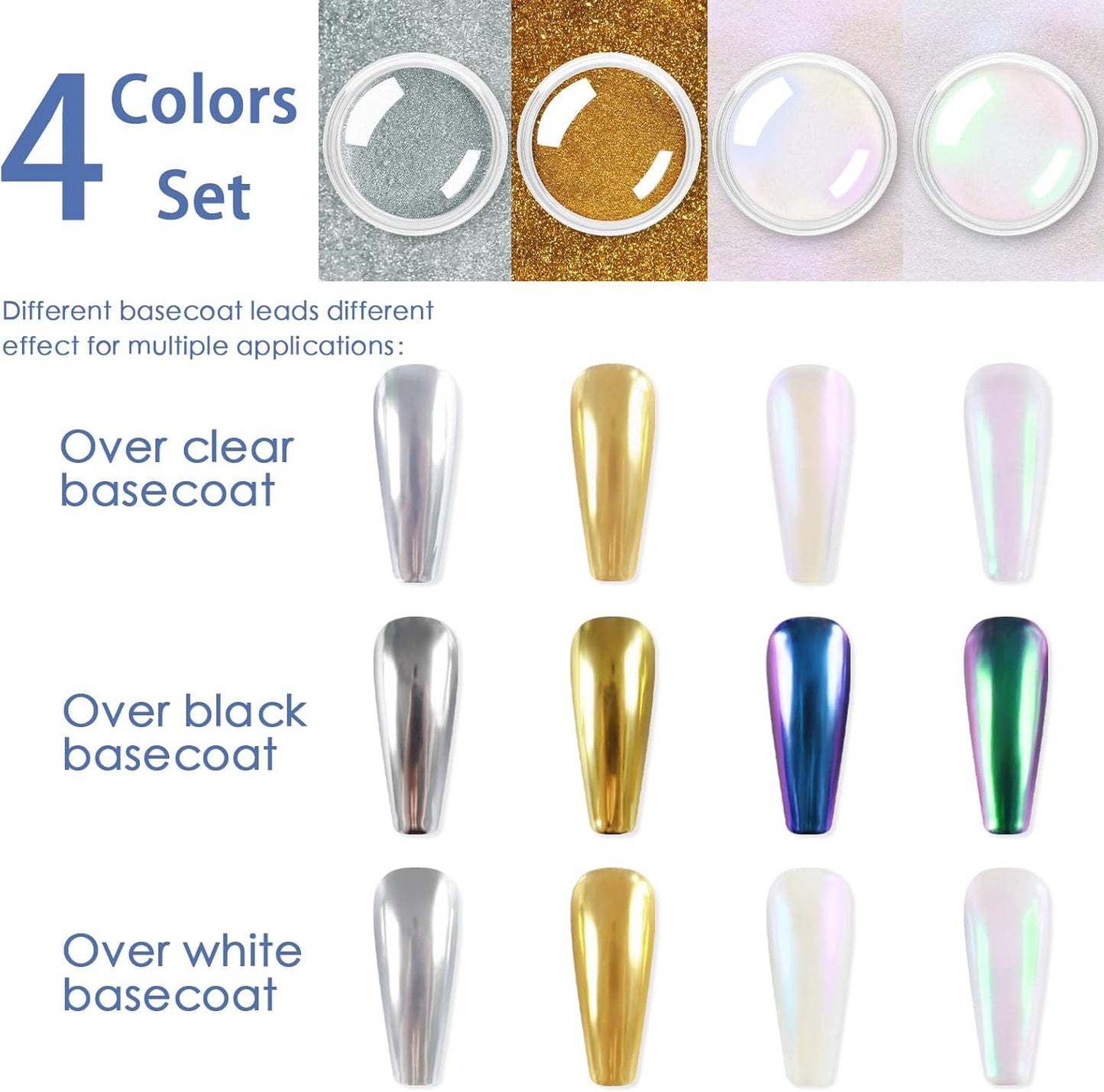 Allstarry Chrome Nail Powder, Metallic Mirror Gold Chrome Powder Pigment Color Changing Chameleon Nail Powder Nail Art Glitter Dust for Gel Nail Manicure DIY at Home Salon Women Gifts