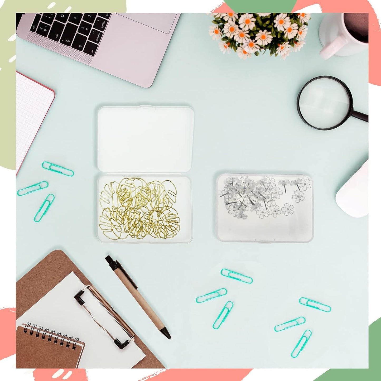 ISKYBOB 6 Packs Rectangle Small Clear Plastic Storage Containers Box Case with Hinged Lid Crafts Organizer for Crayons, Bobby Pin, Beads(4.1 x 3in)