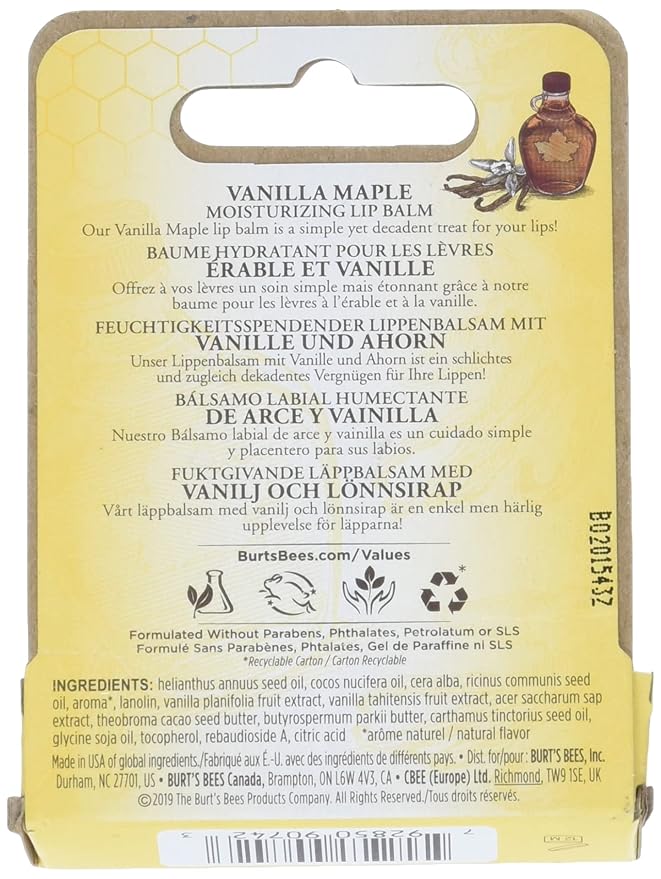Burts Bees Vanilla Maple Lip Balm, 4.25 GR