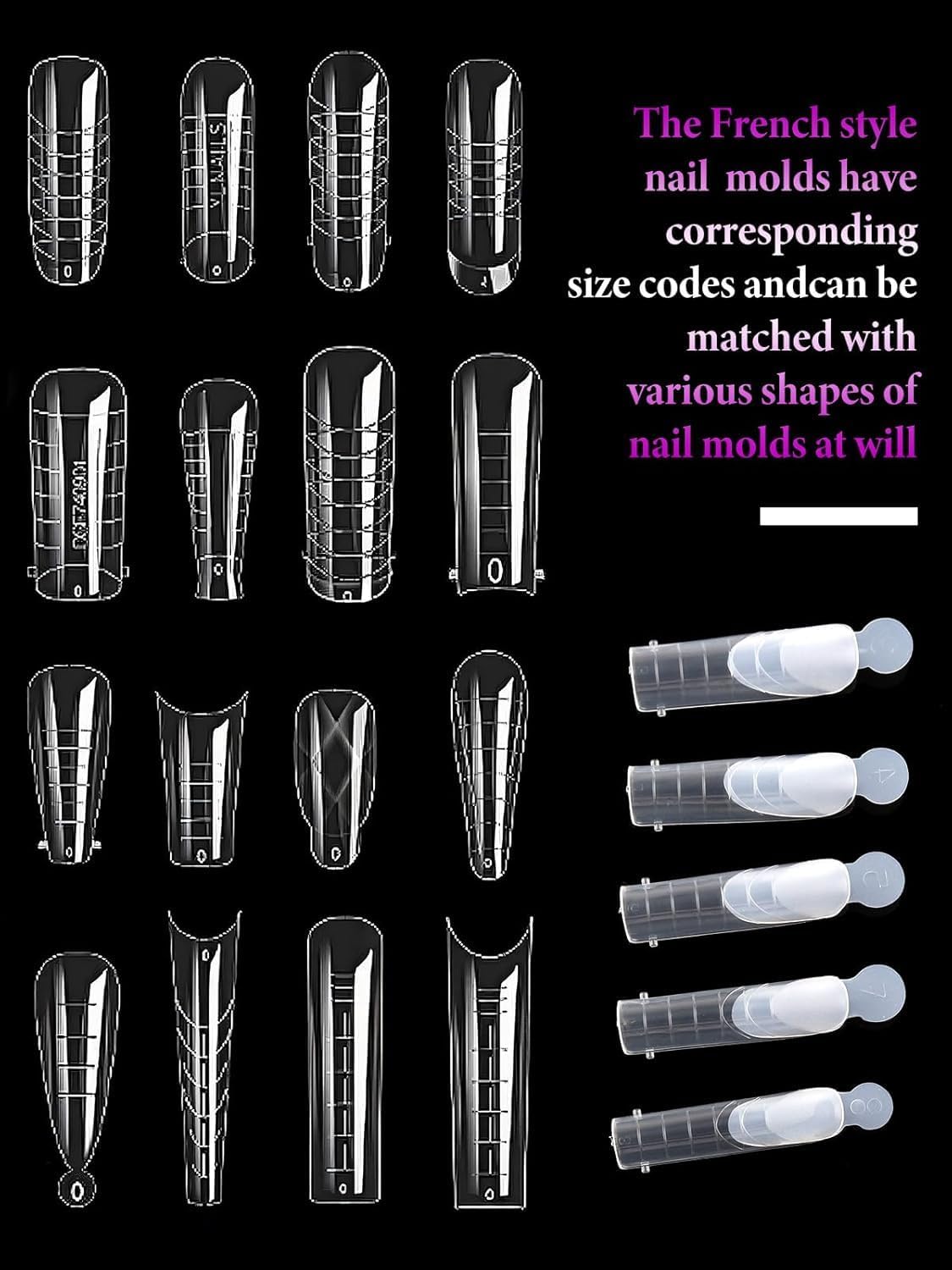 EBANKU 144PCS French Nail Forms Stickers Reusable Silicone Tip Stickers for Dual Nail Forms, Soft Manicure Stencil for Poly Gel Nail Mold