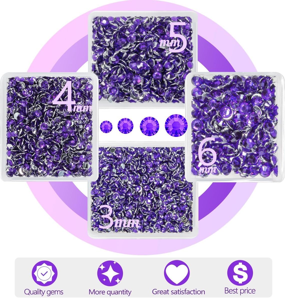 Dark Purple Crystal Resin Rhinestones w B7000 Jewelry Glue for Bedazzling Crafting Deep Purple Flatback Stones 3mm 4mm 5mm 6mm Diamonds Crystals Gems for Nails Face Eyes Makeup Tumbler Crafts