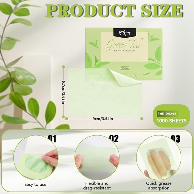 1000pcs Oil Blotting Sheets for Face, Blotting Paper for Oily Skin, Clean and Clear Oil Absorbing Sheets