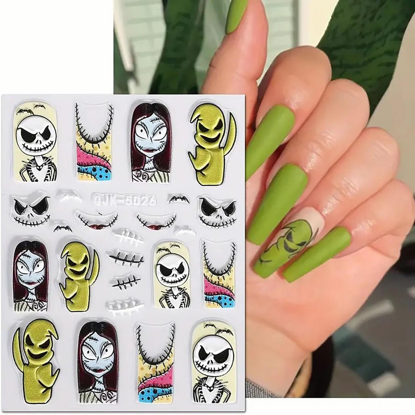 3 Sheets Halloween Nail Art Stickers Decals Pink Skull Spider Web Sugar Skull Nail Decoration 3D Self-Adhesive Nightmare Christmas Stickers for Women Girls