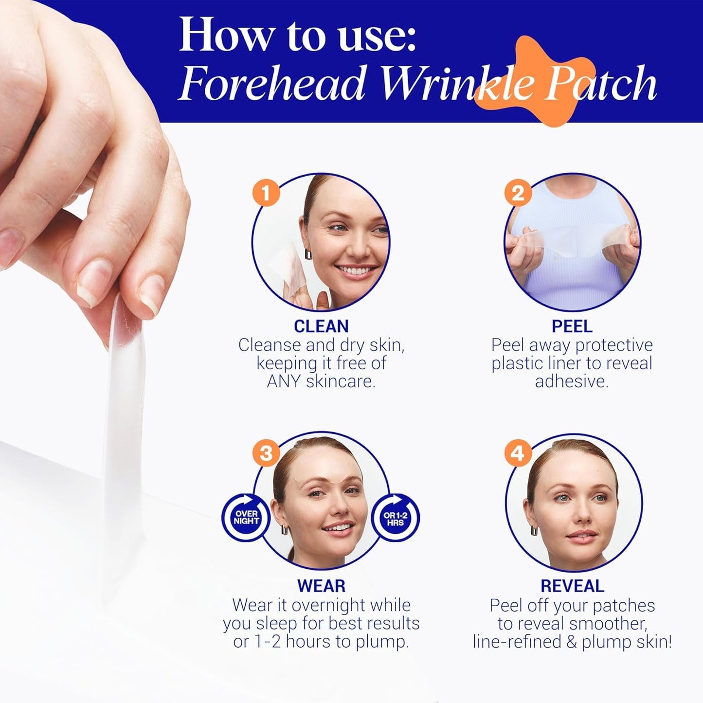 Wrinkles Schminkles Forehead Wrinkle Patches, 4-Pack, Reusable Hypoallergenic Silicone Smoothing Pads for Reducing Frown Lines & Face Lift Overnight