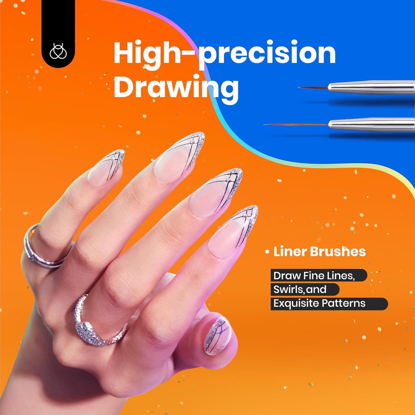 Beetles Gel Polish Nail Art Brushes, 6 Pcs Fingernail Art Design Pens, Wood Alloy Handle, Dotting Pen Clean Up Liner French Nail Brush Set, DIY Manicure Tools Gift for Women