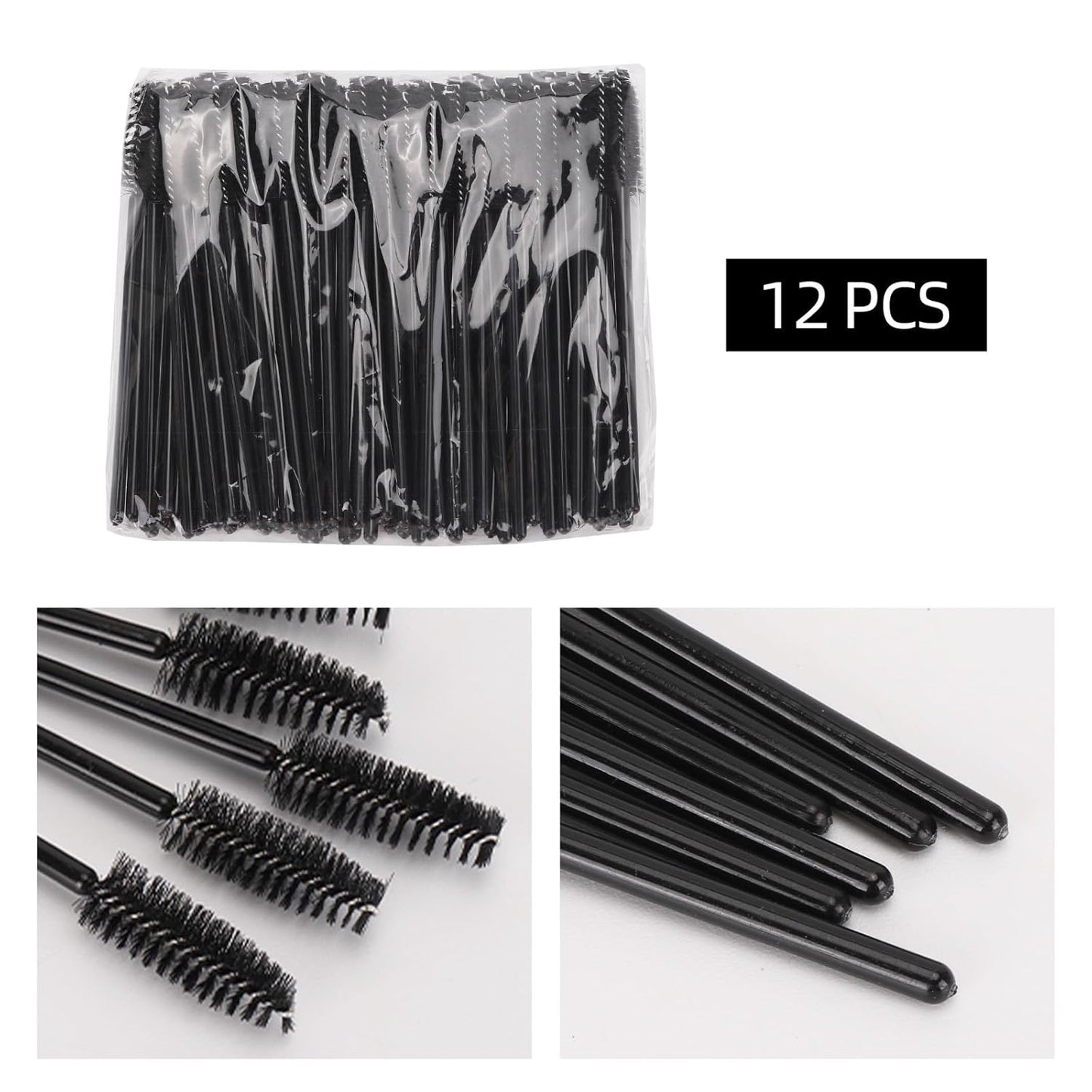 Tbestmax 1200 Disposable Mascara Wands, Spoolies Brush for Eyelash Extensions, Spooly Eyelash Eyebrow Brushes Lash Wand Applicator Makeup Kits - Black