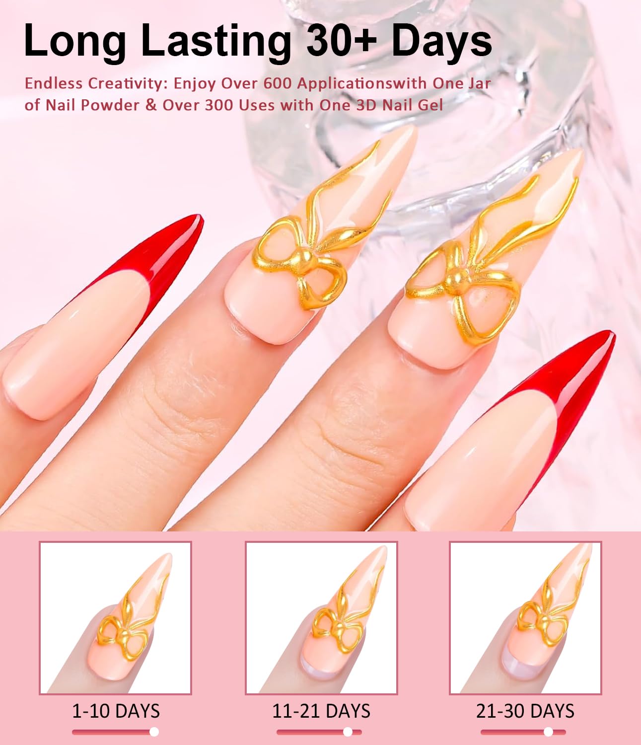 3D Nail Gel Art BISHENGYF - 15g Sculpting Gel Nail Glue with Gold White Chrome Nail Powder for Nail Art Non-Sticky Hand Hard Gel Carving Gel for Chrome Powder for Art Home DIY