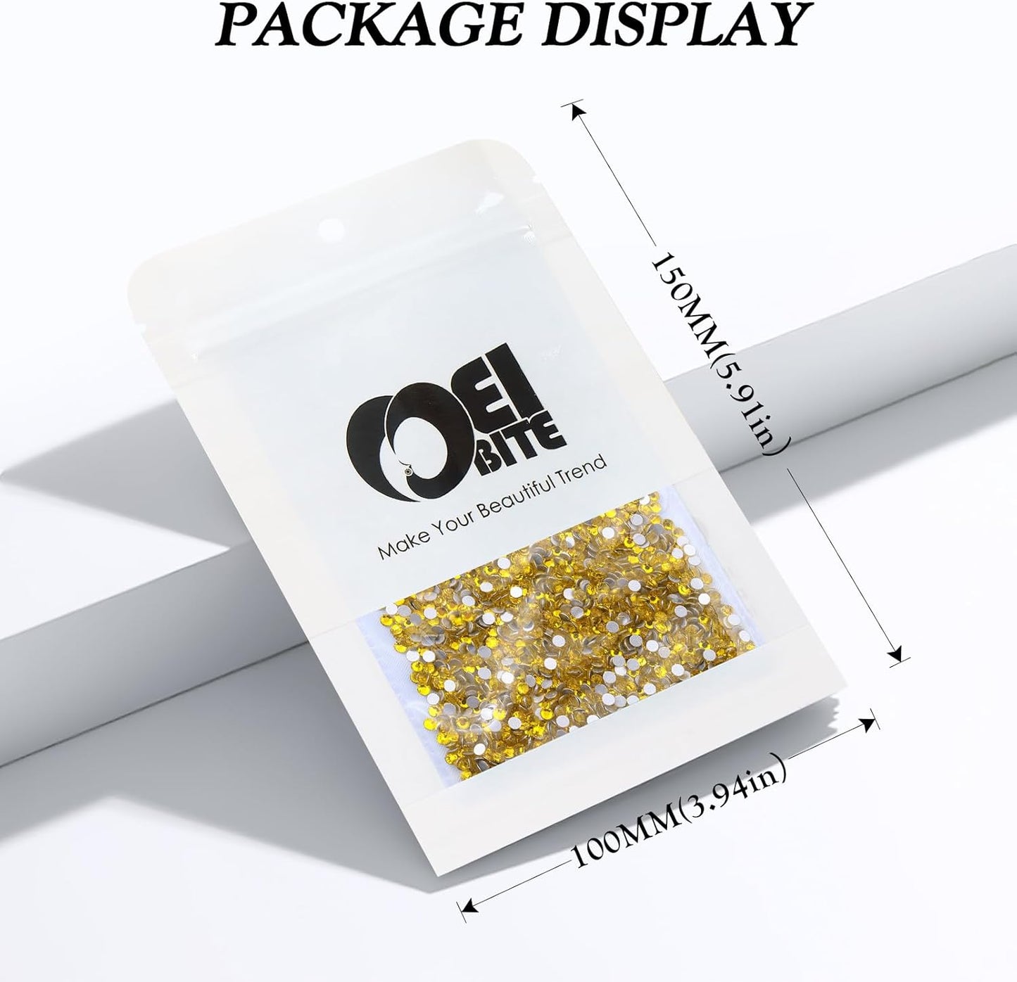 Yellow Flatback Rhinestones, Glass Rhinestones for Nail Art and Craft, Glue Fix, Loose Crystal Gemstones(Yellow, SS8, 2880pcs, 2.3-2.5mm)