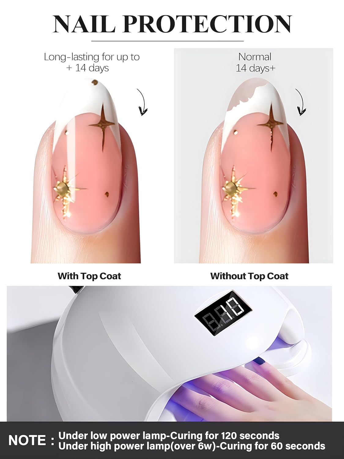 EBANKU 24Pcs Semi-Cured Gel Nail Strips, French Star Nail Sticker, Lasting Waterproof Full Nails Wraps Stickers for Salon Manicures, Perfect for Women, Girl with Nails File and Stick