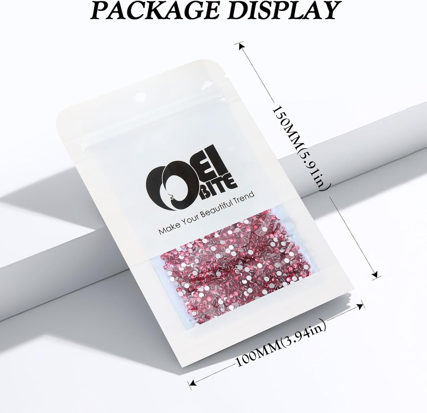 Rose Flatback Rhinestones, Glass Rhinestones for Nail Art and Craft, Glue Fix, Loose Crystal Gemstones(Rose, SS6, 2880pcs, 1.9-2.0mm)