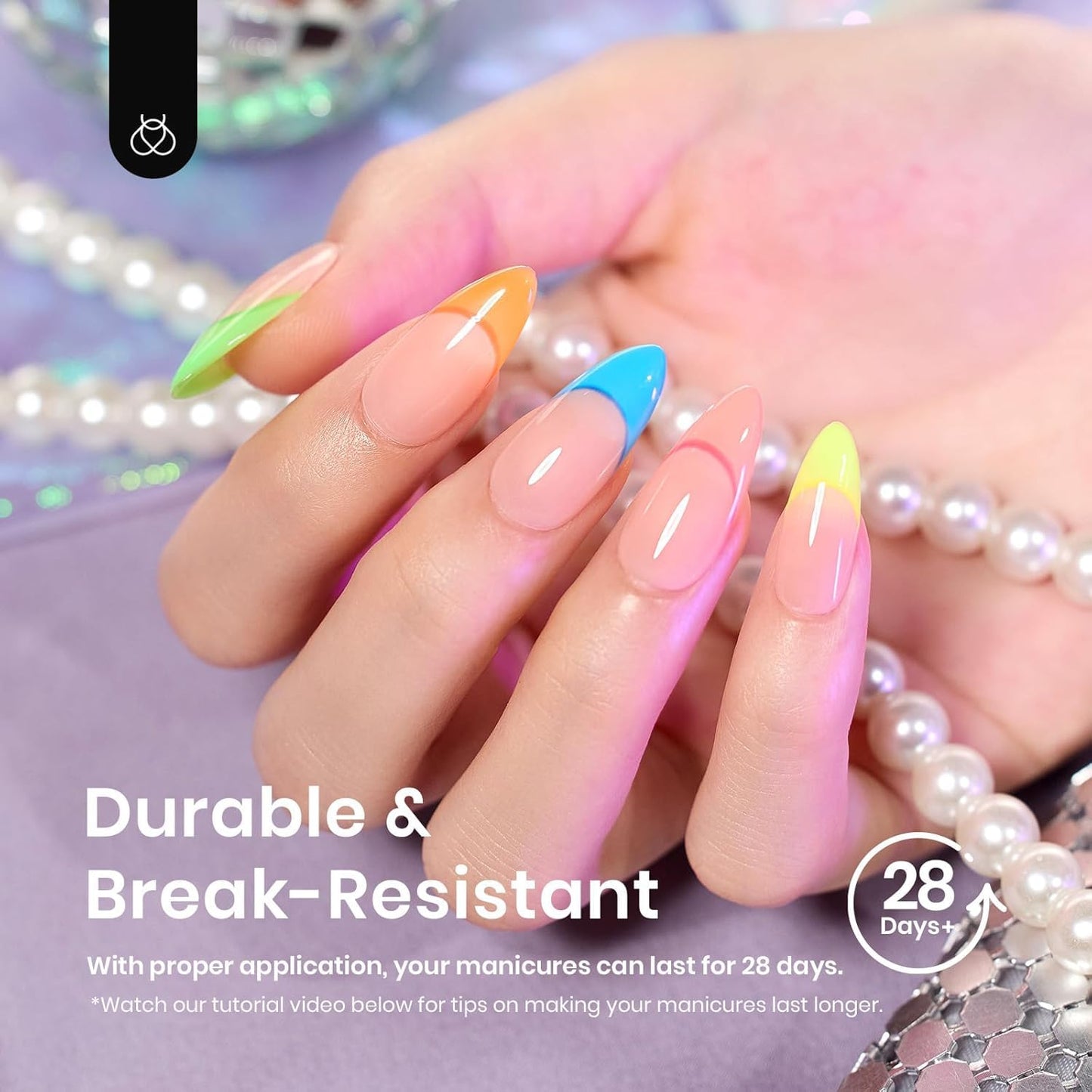 Beetles Gel Nail Tips Medium Almond Etch X Nail Tips, 12 Sizes 288 PCS Half Matte Full Cover False Nails Clear Acrylic Nails Glue on Nails DIY Gift for Women