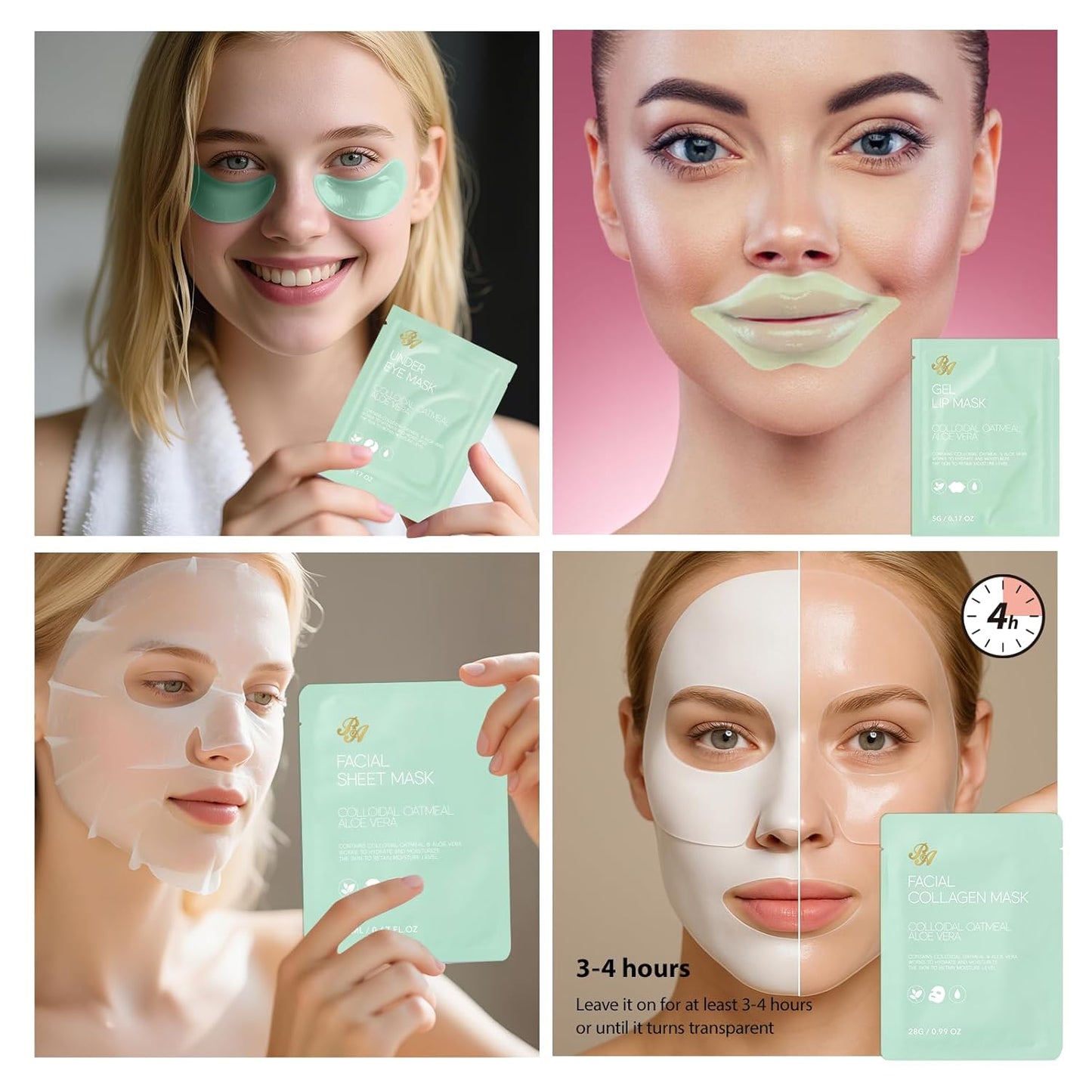 Tea Tree Face Sheet Mask Pack, 55Pcs Skin Care Set for Women & Men, Self Care Kit, Hydrogel Jelly Mask, Eye Gel, Under Eye Patches, Hyaluronic Acid Facial Serum, Christmas, Birthday,Mother Day, Dad