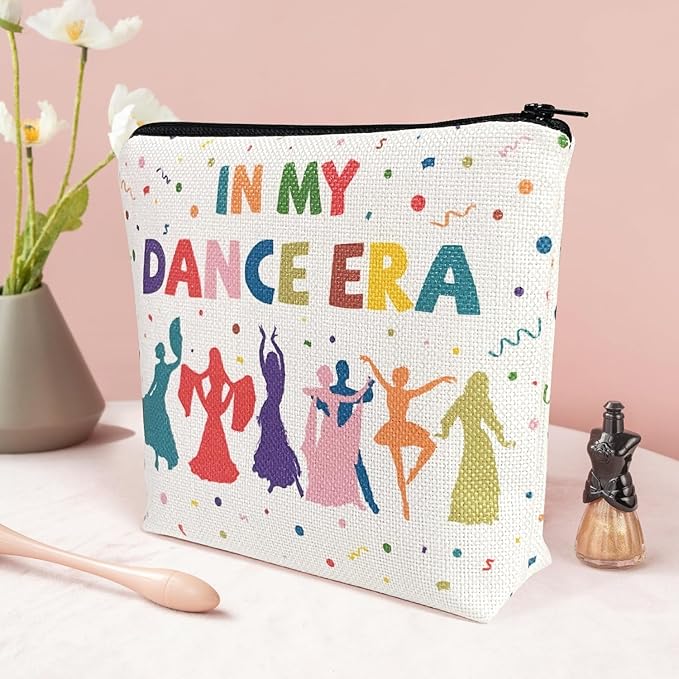 My Dance Era Canvas Zipper Cosmetic Bag, Small Makeup Bag for Women, Friends, Daughter, Sister for Dancers, Dancer Birthday Gifts for Girls (White)
