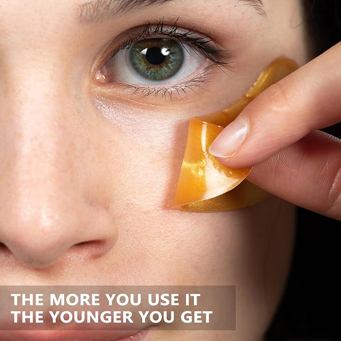 Eakroo 30 Pairs Golden Under Eye Patches, 24k Gold Under Eye Mask Eye Patches for Puffy Eyes, Eye Masks for Dark Circles and Puffiness, Reduces Wrinkle, Fine Lines and Eye Bags, Nourish Skin