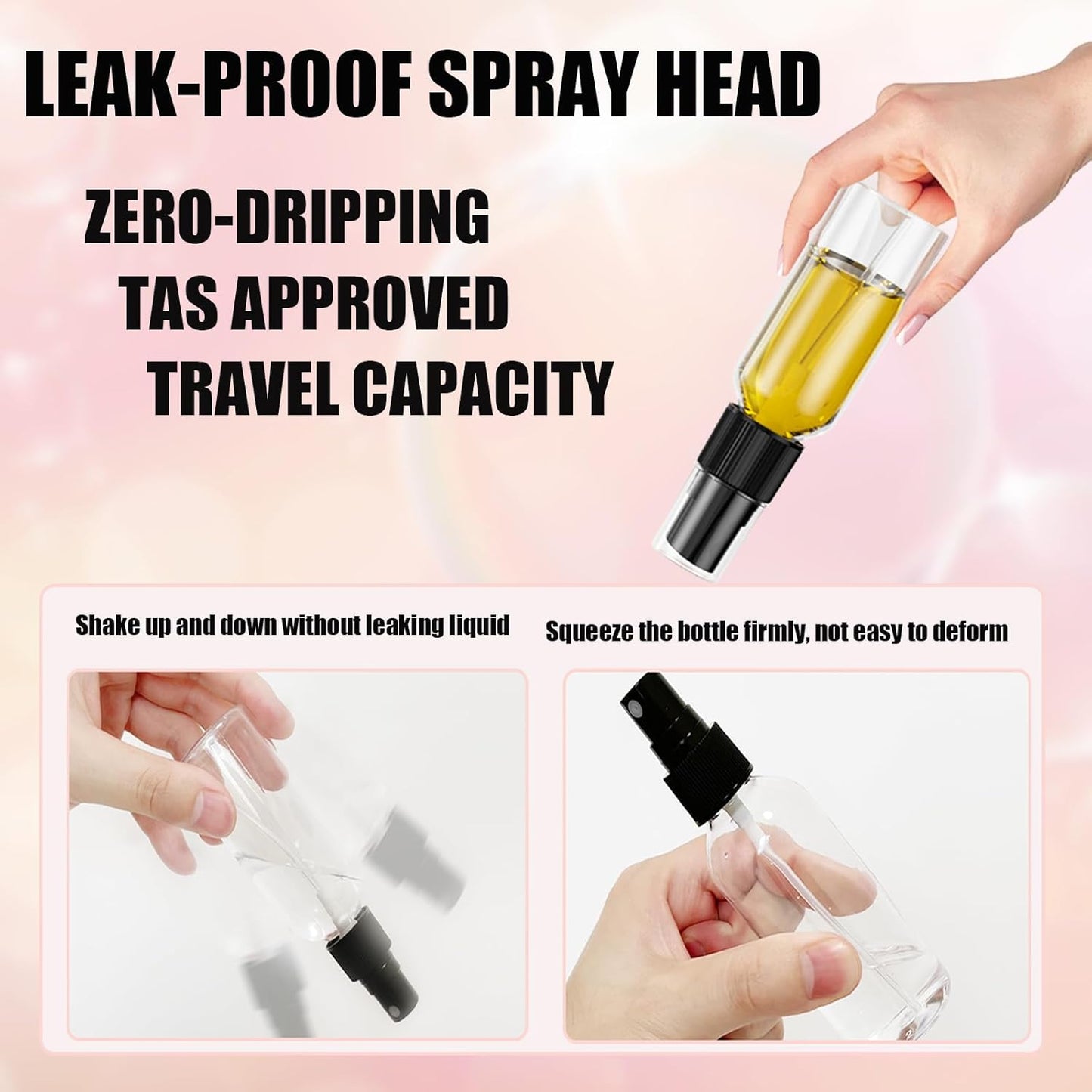 EVANCENT 50Pack 4oz Spray Bottles Plastic, 120ml Small Spray Bottle Bulk Black Fine Mist Sprayer, Portable Empty Refillable Containers Cosmetic Bottles for Plants, Cleaning, Misting & Skin Care