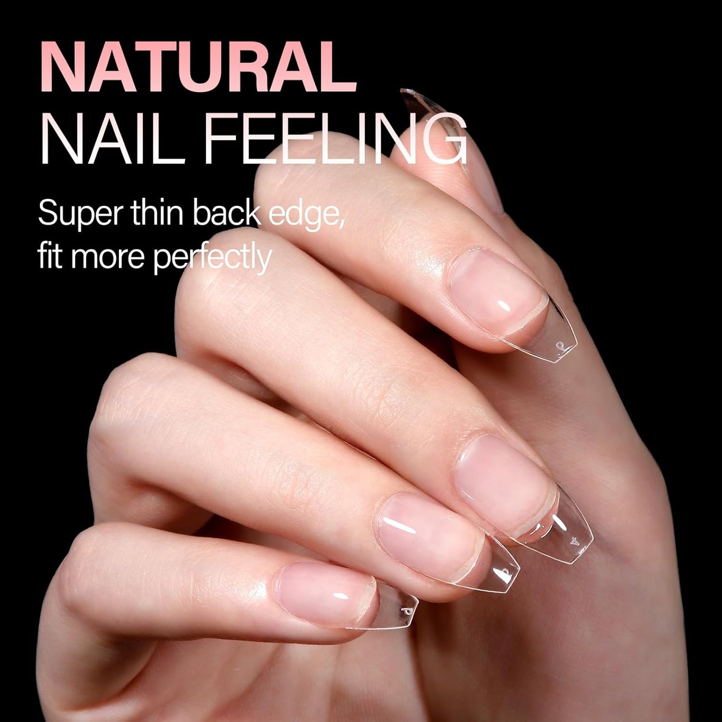 AILLSA Ballerina Nail Tips Clear Gelly Full Cover Nail Tips Pre-Shaped Acrylic Press on False Nails tips for Nails Extension Home DIY Salon Manicure 216PCS 12 Sizes