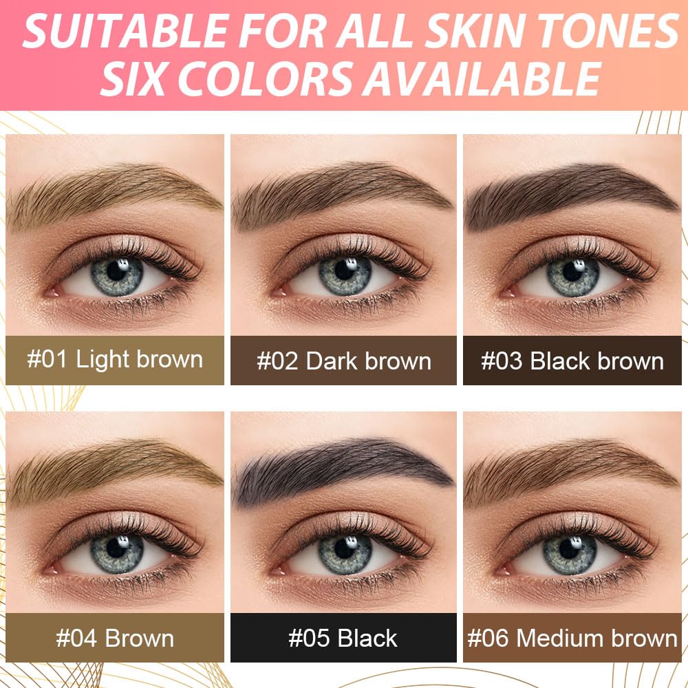 evpct 2Pcs Dark Light Brown Magic Microblading Dual-Ended Eyebrow Contouring Pen Brow Pencil, with 4 Brush Micro-Fork-Tips Applicator and Precise Brush-Tip Hair Like Strokes, Dual-ended Eyebrow Brush