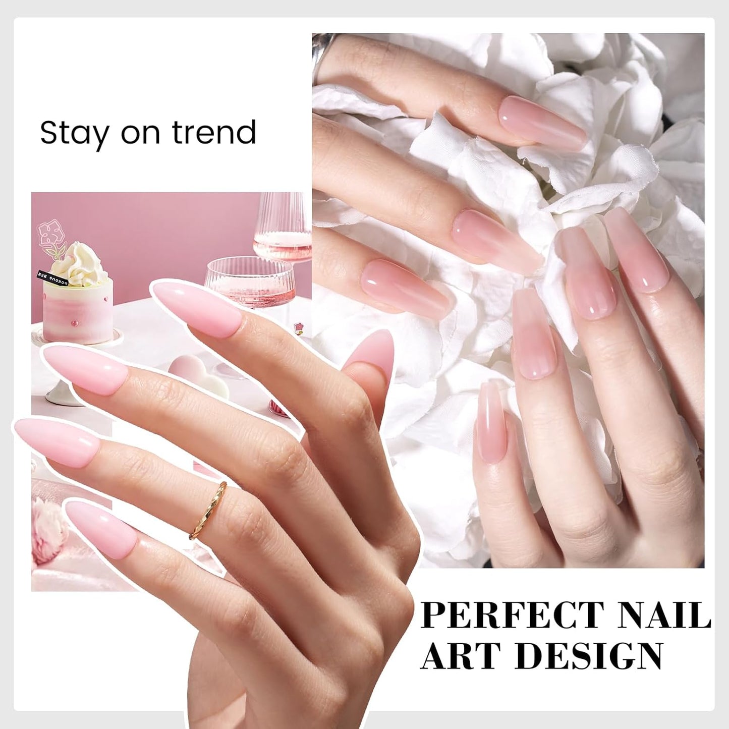 HEMA and TPO Free Milky Pink Gel Nail Polish - 18 ML Nude Jelly Pale Pink Nail Polish Gel for Women Girls Gift, Long Lasting Neutral Clear Translucent Color Soak Off Cured for Home Nail Art Salon DIY