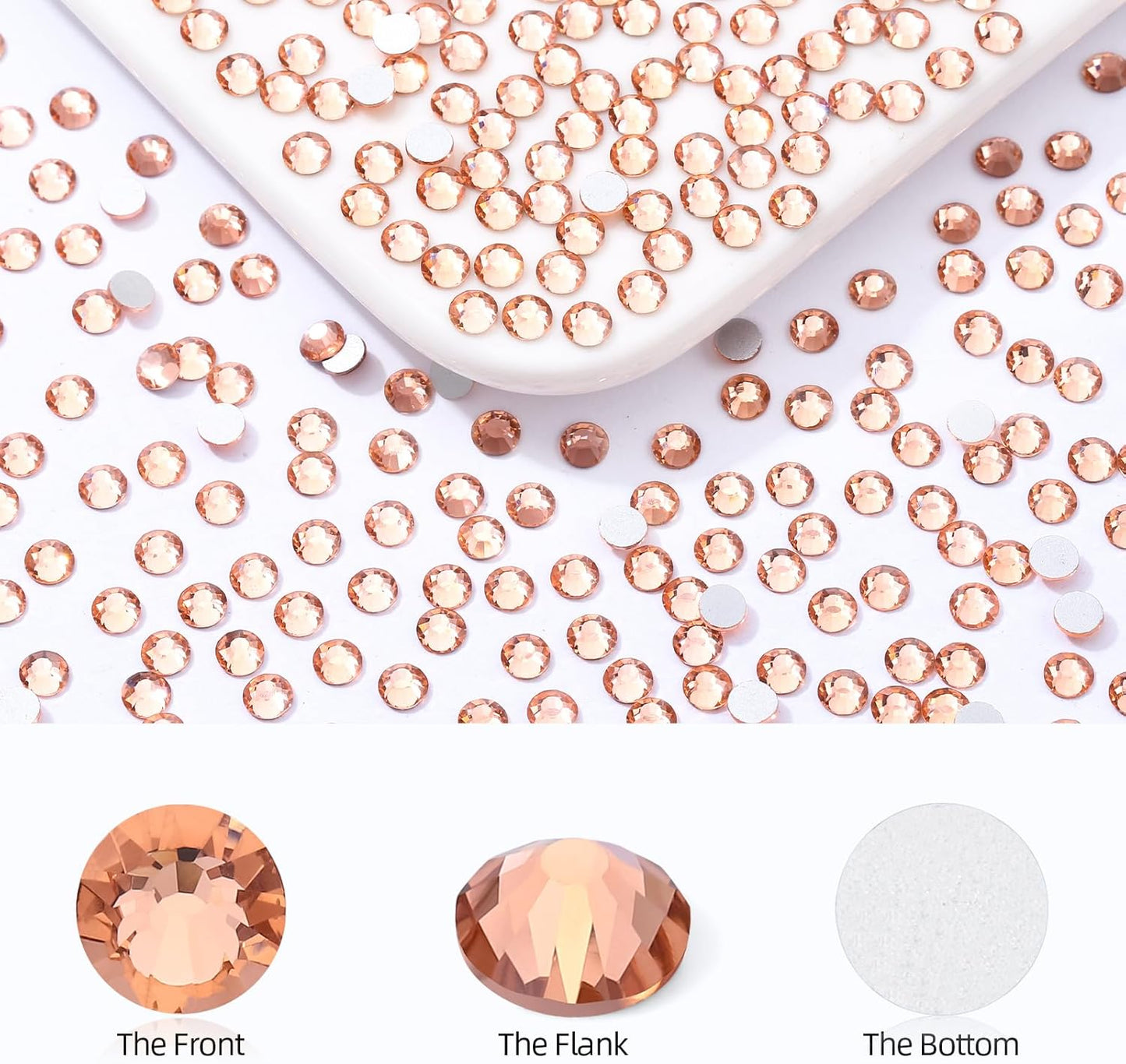 Champagne Flatback Rhinestones, Glass Rhinestones for Nail Art and Craft, Glue Fix, Loose Crystal Gemstones(Champagne, SS16, 1440pcs, 3.8-4.0mm)