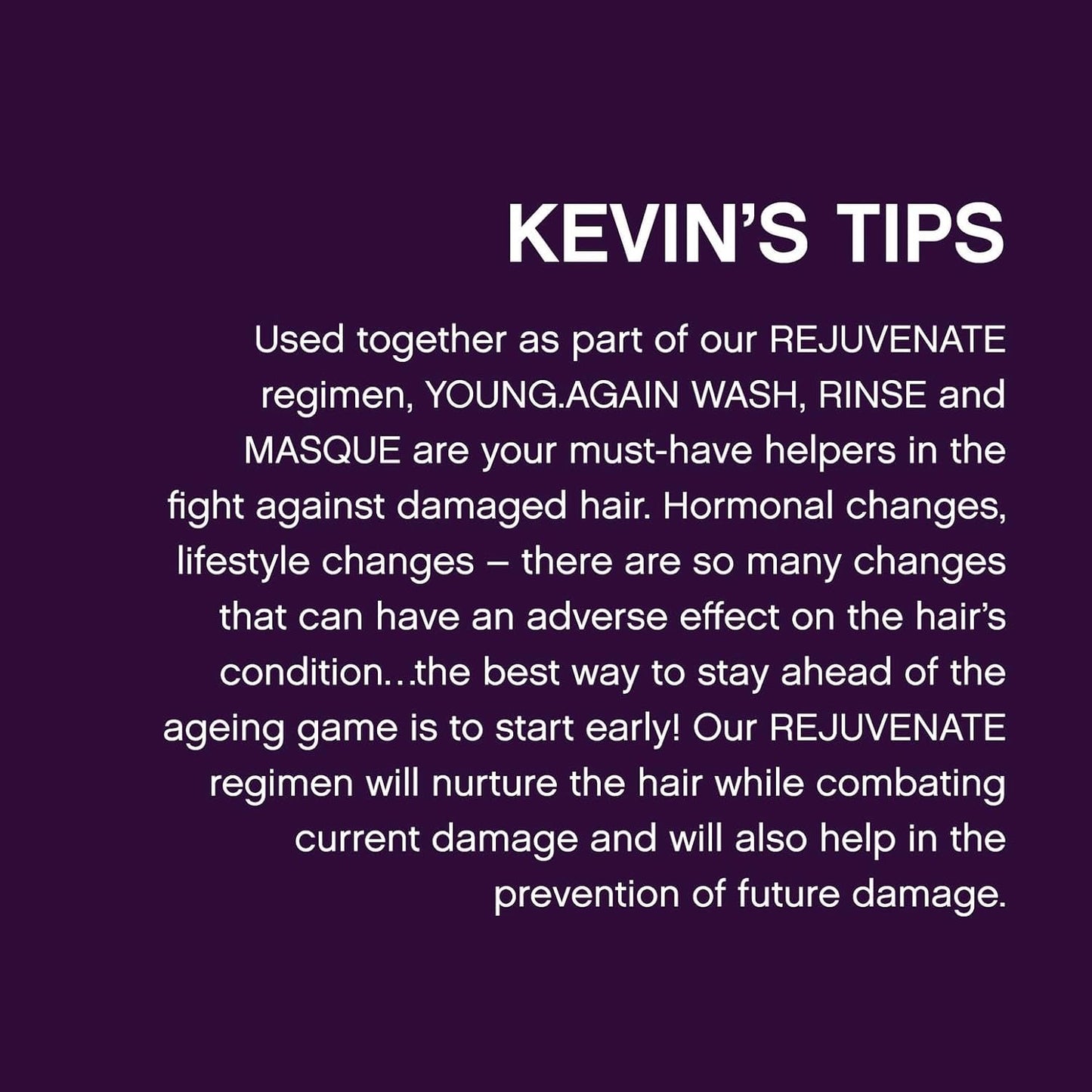 KEVIN.MURPHY YOUNG.AGAIN.RINSE - Moisturising Anti-Ageing Conditioner - For Ageing, Dry, Damaged & Brittle Hair - Hair Repair - With Amino Acids - Sulphate & Paraben Free - 250 mL / 8.4 fl oz