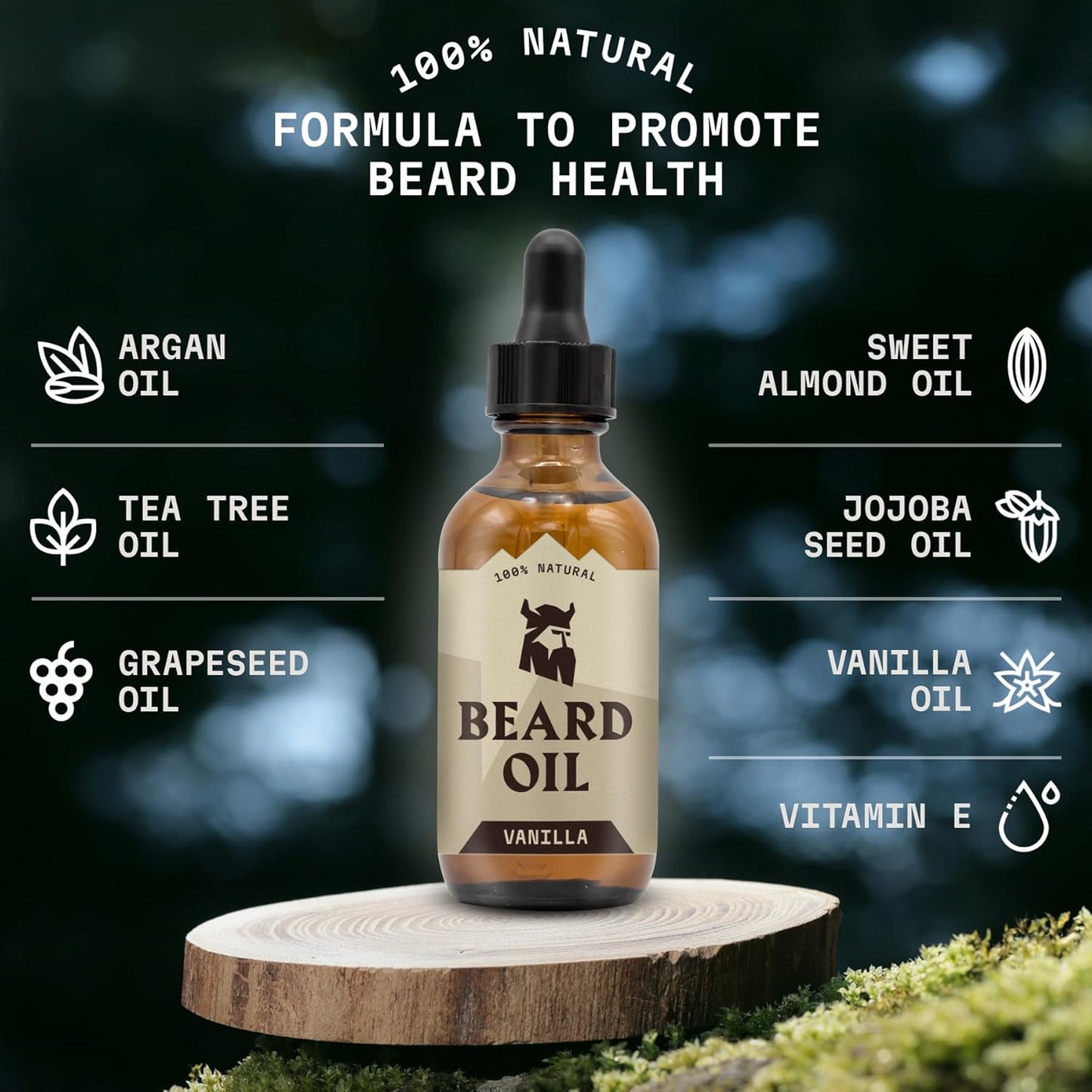 Striking Viking Vanilla Beard Oil for Men - Naturally Derived Conditioner with Argan & Jojoba Oils for Softening, Moisturizing and Growth (2 Oz)