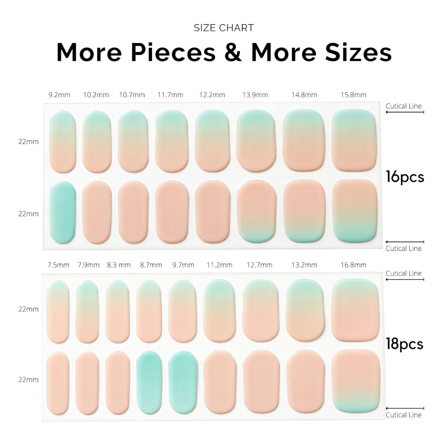 Nailog Semi Cured Gel Nail Strips 34 pcs | Long Lasting Nail Polish Sticker Wraps with Glossy Gel Finish | New Dawn