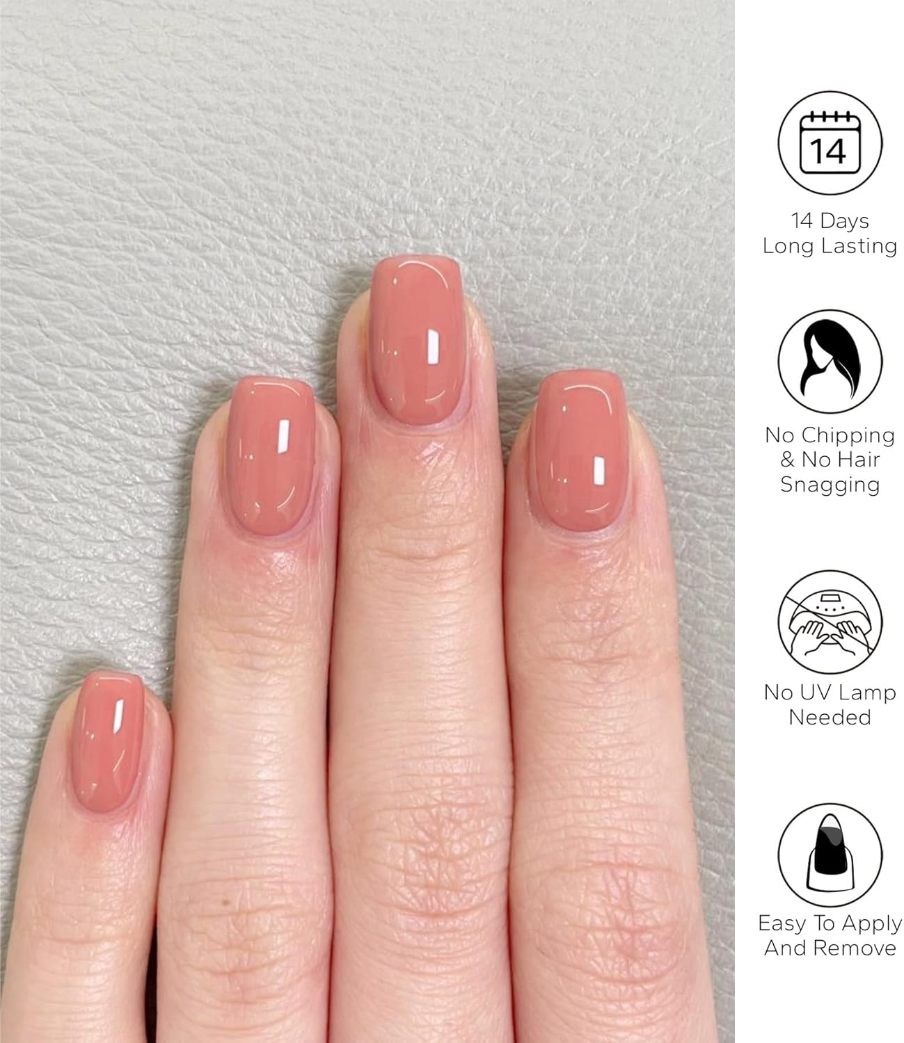 Nail Polish Strips, 20Pcs Salon Quality Gel Nail Stickers, Easy Long Lasting Wraps for Short Nails no UV Light Needed (Pink)