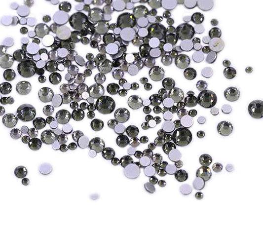 Rhinestones flat back gems round DIY decorative Nail Face and apparel accessories ss3-20 mix size(4320pcs transparent gray)