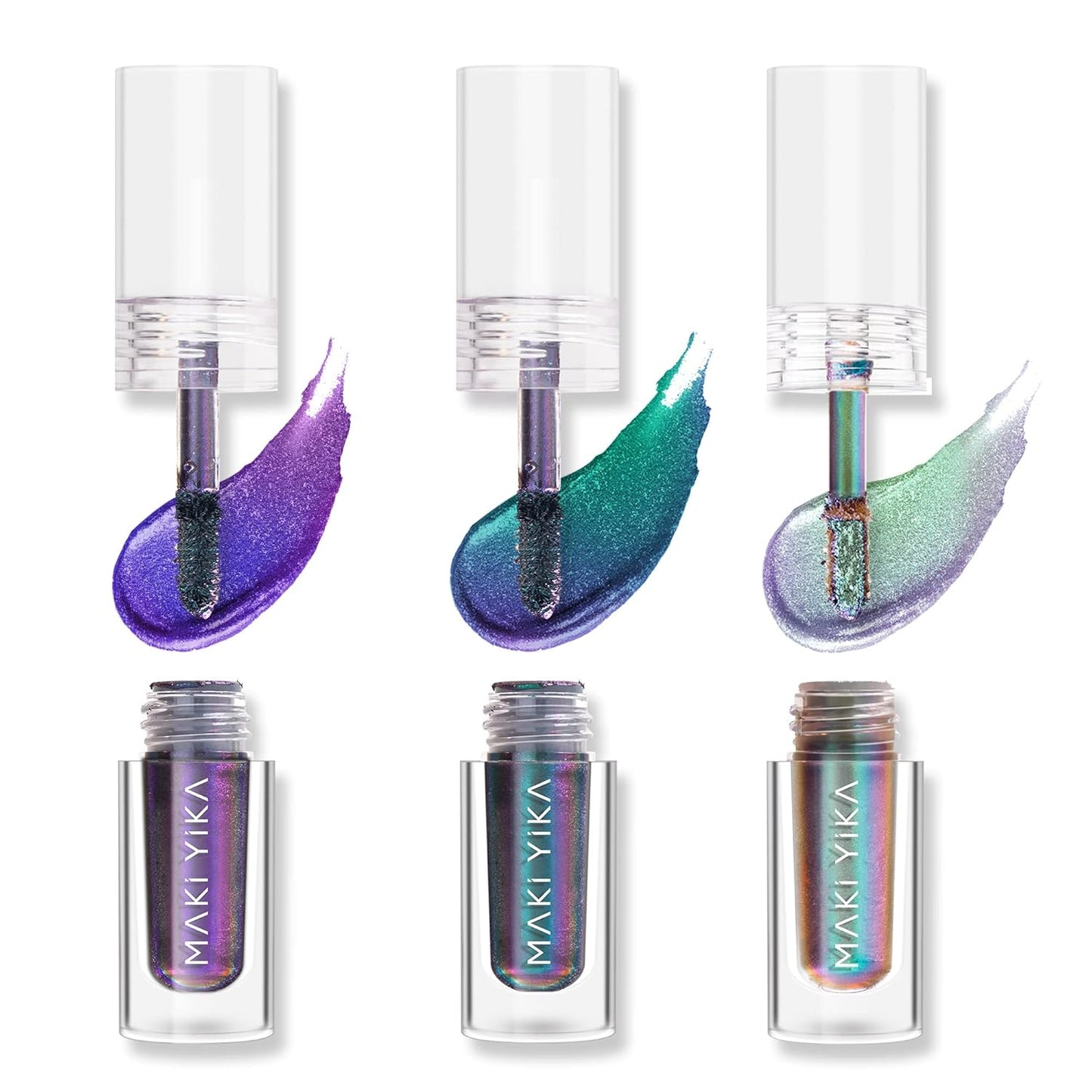 MAKI YIKA 3Pc Glitter Eyeshadow Liquid Multichrome Eyeshadows Long Lasting, Metallic Chameleon Eye Shadow Smudgeproof Holographic Eye Topper Glitters (#1+3+6)