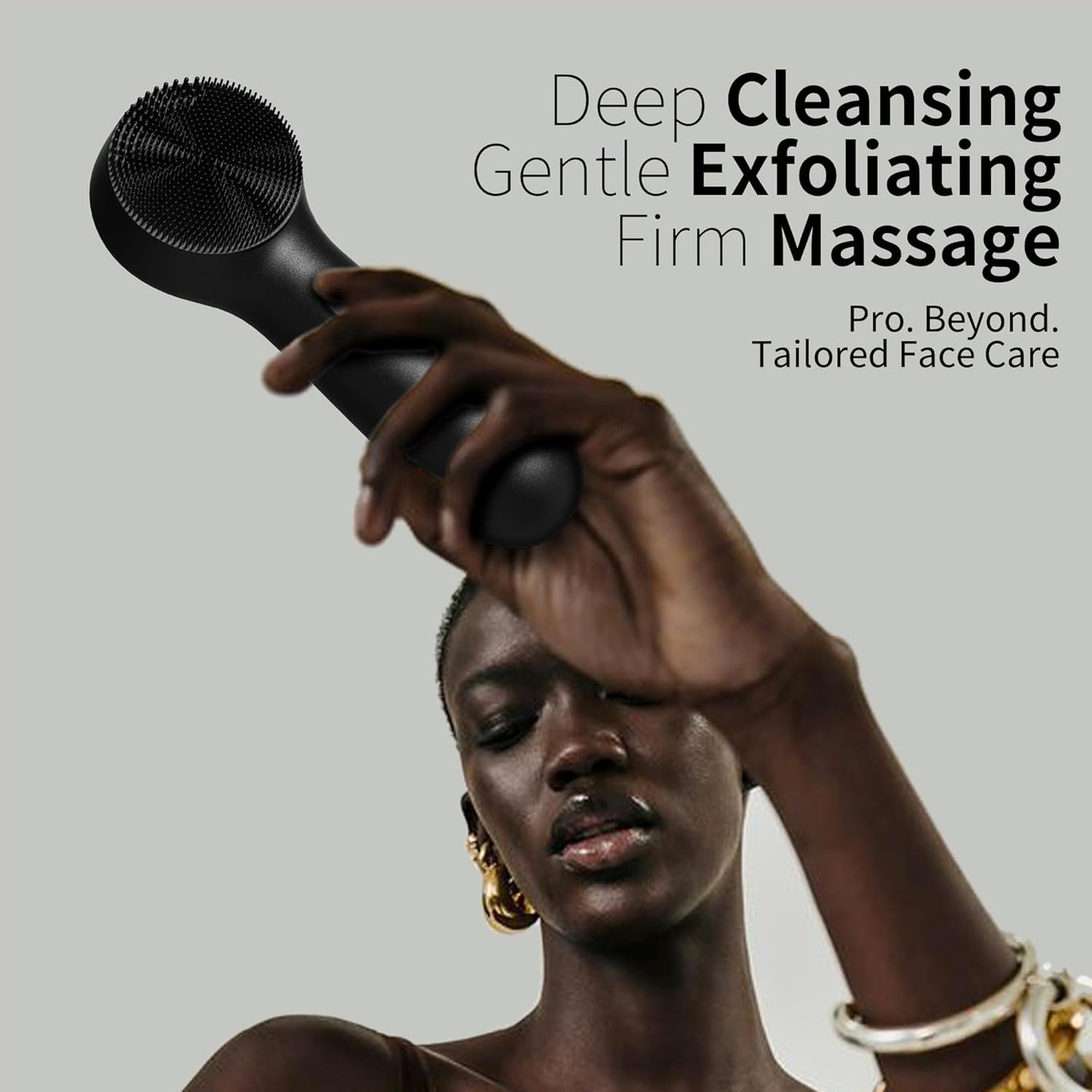 Silicone Face Scrubber, NågraCoola CLIE 2.0 Facial Cleansing Brush, Rechargeable, Waterproof Face Scrub Brush for Cleansing, Exfoliating, Massaging, Electric Facial Exfoliator for Women & Men - Black