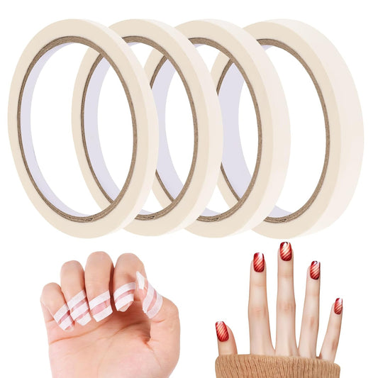 4 PCS White Nail Tape Nail Art Striping Tape Nails Art Striping Tapes Removable Paper Nailes Tapes French Tip Tapess for DIY Decoration Design French Style Manicure (0.5.0.8,1,1.2cm)