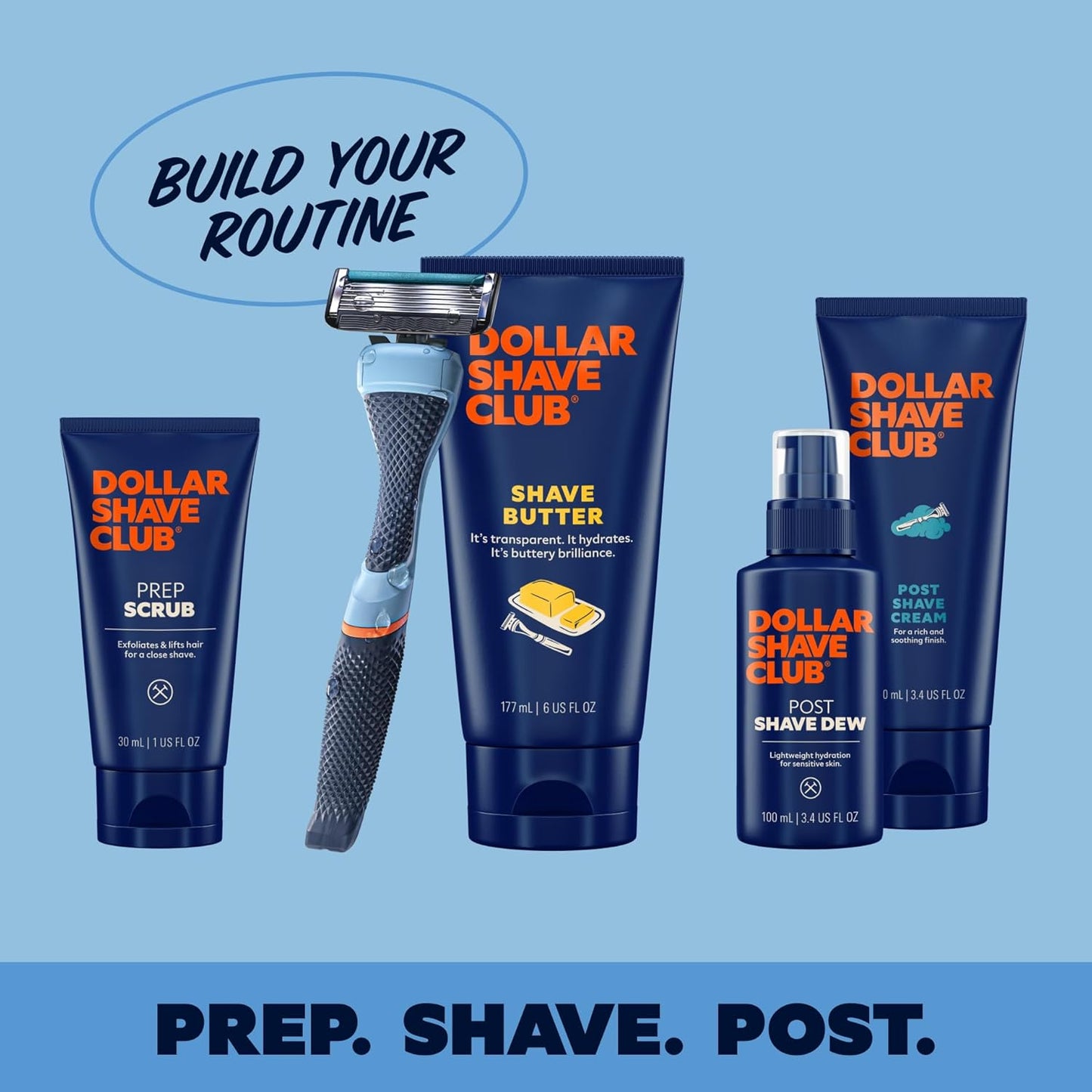 Dollar Shave Club | 6 Blade Razor Refills (8 Pack) | 6 Stainless Steel Blades for a Close & Comfortable Shave, 1 One Wipe Charlies