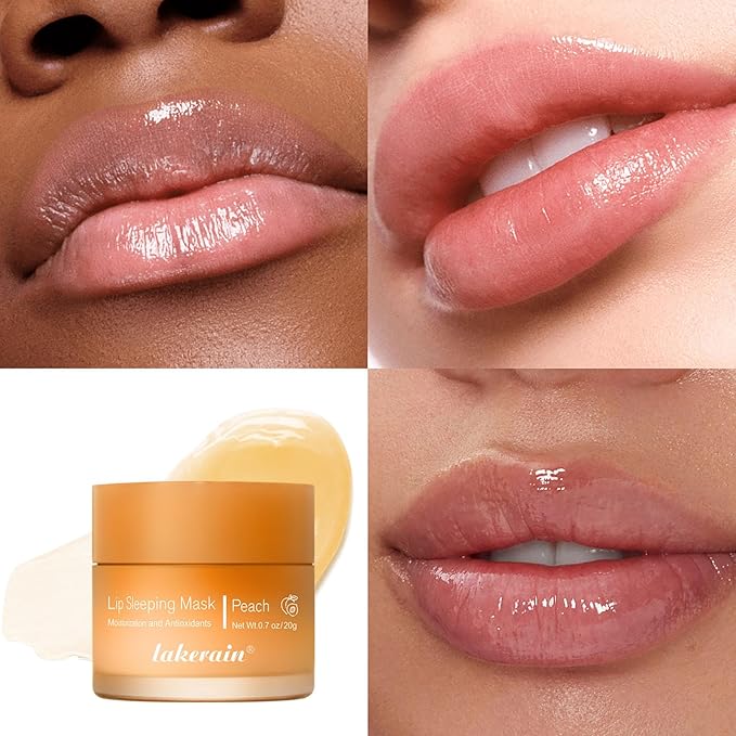 Lip Mask Sleeping,Nourish Hydrate Lip Mask,Lip Oil,Lip Balm, Lip Skin Care,Hydrating, Moisturizing Lip Lines Night Sleep Anti-chapped Lip Cream (Peach)