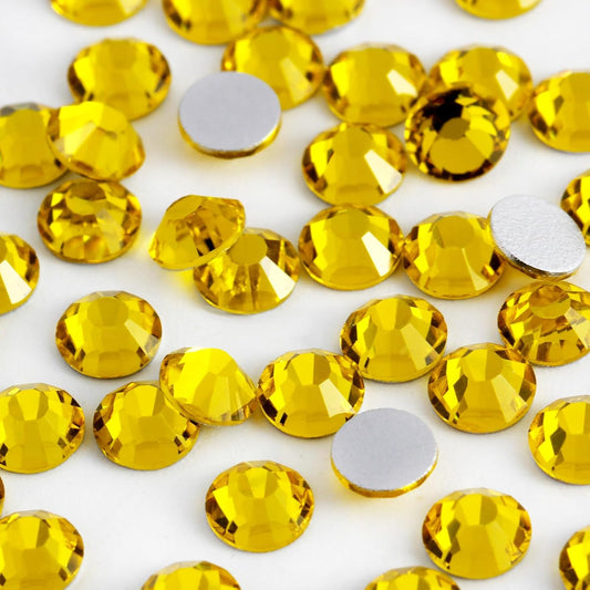 3000PCS SS8 Flatback Rhinestones | 12-Facet Diamond-Cut Glass Gems for Nail Art, Clothing, DIY Crafts |Glue-On Decoration Stones with Silver Backing(Citrine)