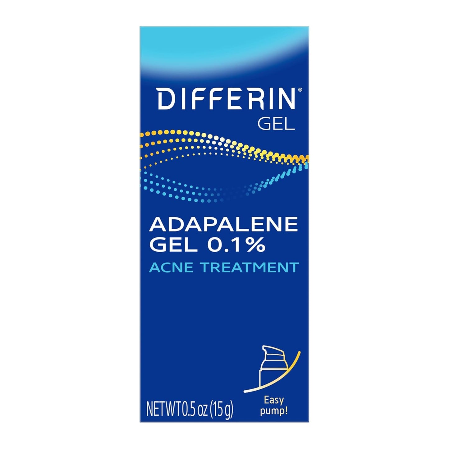 Differin Acne Treatment Gel, 30 Day Supply, Retinoid Treatment for Face with 0.1% Adapalene, Gentle Skin Care for Acne Prone Sensitive Skin, 15g Pump (Packaging May Vary)