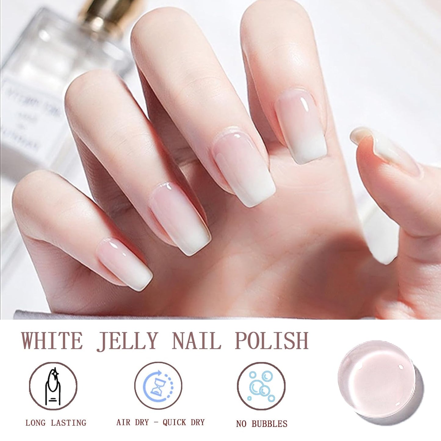 Milky White Gel Nail Polish - Long Lasting, Quick Dry for Women and Girls