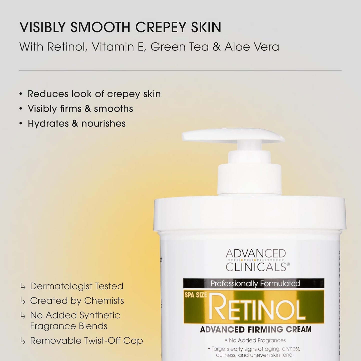 Advanced Clinicals Retinol Body Lotion + Retinol Serum 2PC Skincare Set For Women & Men Helps Diminish Appearance Of Crepey Skin | Face Serum & Body Cream Visibly Improves Look Of Wrinkles & Sagging