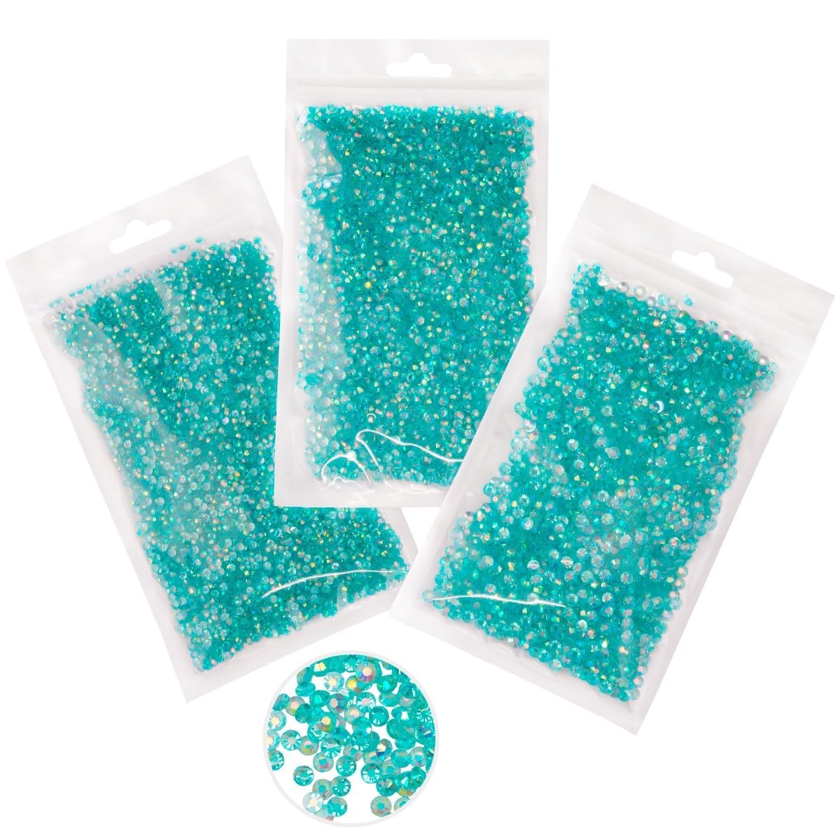 16000PCS Transparent Aquamarine AB Resin Rhinestones for Crafting 3mm 4mm 5mm Lake Blue Flatback Jelly Stone Bulk SS10 SS16 SS20 Water Blue Diamonds for Face Makeup Tumblers Bottles DIY Crafts