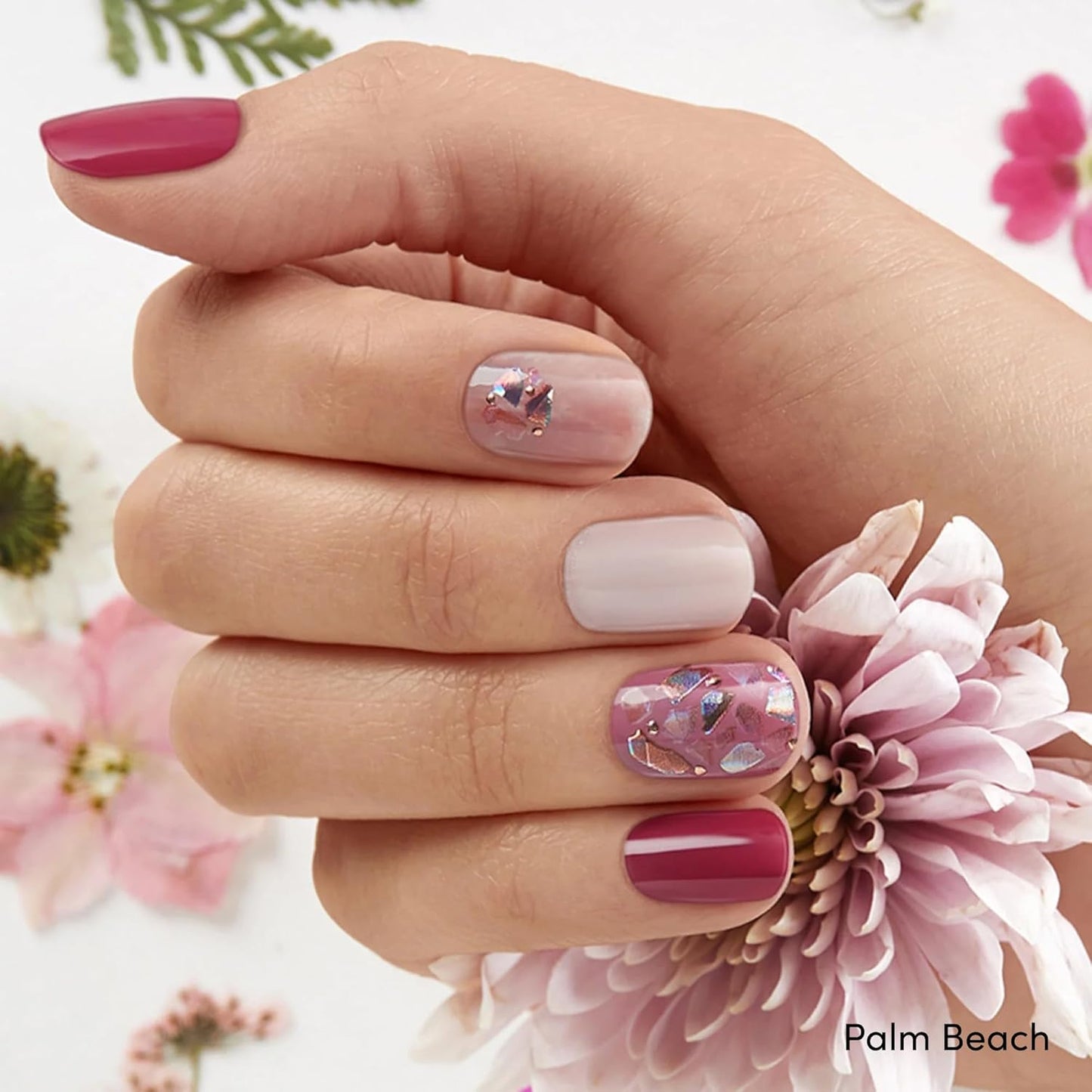 Dashing Diva Gloss Nail Strips Bundle - The Bright Pinks Collection - Coral Reef & Palm Beach - UV Free, Chip Resistant, Long Lasting Gel Stickers - Contains 2 Sets