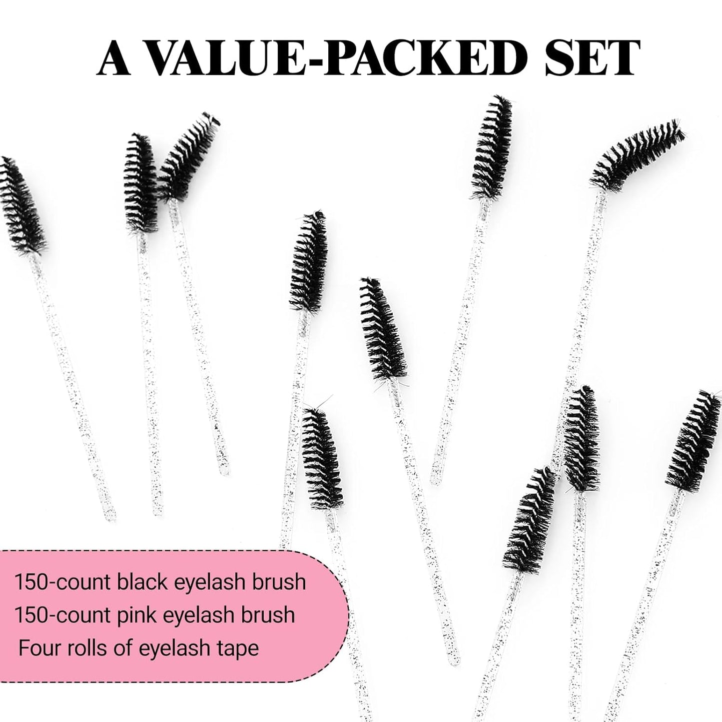 Mascara Wands, Lash Spoolies For Eyelash Extensions, Eyebrows Brush, Disposable Eye Lashes Brushes, Pink & Black Spooly Wand (300pcs）