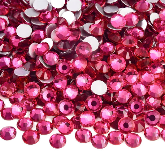 Flatback Rhinestones Round Gems for Nails Art and Crafts 2000Pcs SS16 4mm Glitter Crystals Stone DIY Bags Clothes Shoes (Dark Rose Red)