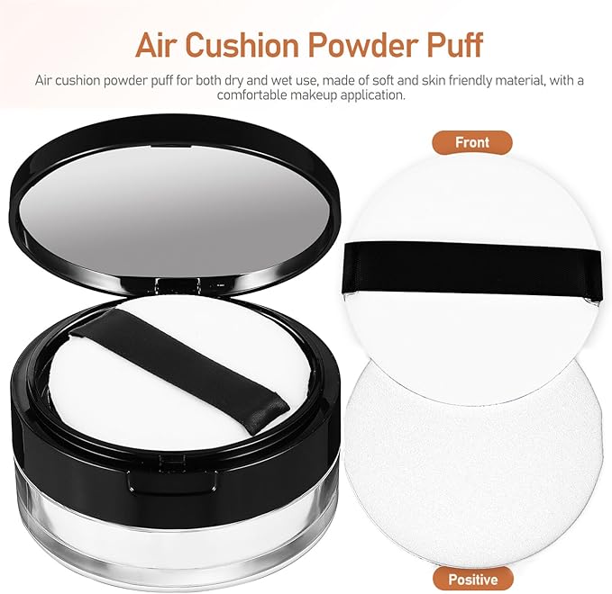 Beaupretty 2 Pieces Loose Powder Container with Puff Loose Powder Compact Case Empty Powder Case Reusable Plastic Empty Powder Case with Mirror (0.1/0.7 oz)