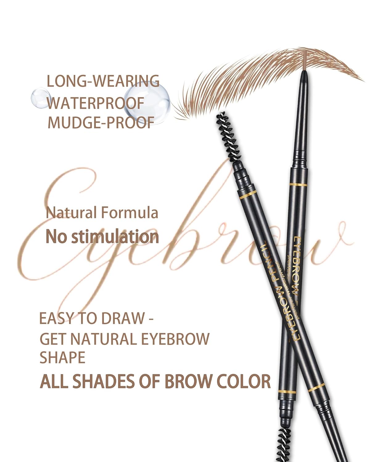 Light Brown Eyebrow Pencils for Women, 12Pcs Ultra Slim Eyebrow Pencil with 2 Brow Razors Kit, Double Head 1.5mm Micro-Fine Tip & Spiral Brush, Can Draw Fine and Long-Lasting Brows Makeup