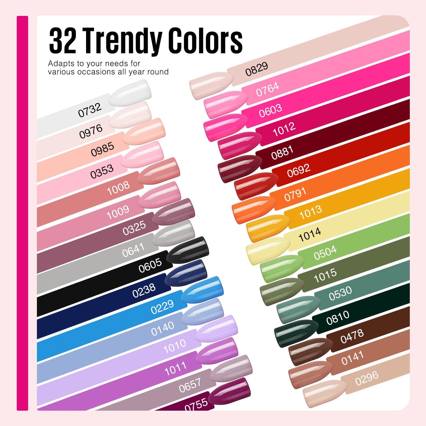 MEFA 35 Pcs Gel Nail Polish Set, 32 Colors All Seasons Collection Gel Nail Polish Blue Red Pink Nail Art Manicure DIY Salon Home Halloween Decoration Beginners Gifts for Women