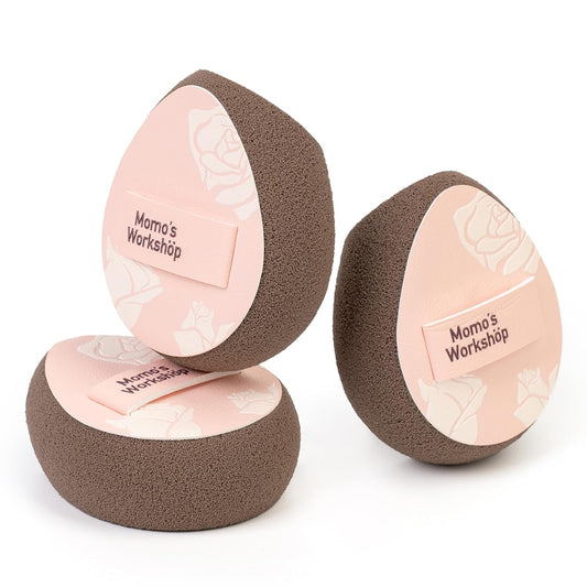 Multi-Use Mini Makeup Sponge Set,Oil-Control & Makeup Setting, Cut-Edge Design for Cream & Powder Products, for Oily Skin,Pink-Brown, 3PCS Mini Beauty Concealer Sponges & Storage Case
