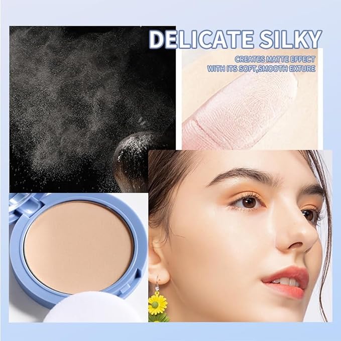 Oil Control Face Pressed Powder,Matte Smooth Setting Powder Makeup,Waterproof Long-Lasting Makeup Setting Powder,Oil Control Flawless Finish,Lightweight,Residue-Free (03 DARK COMPLEXION)