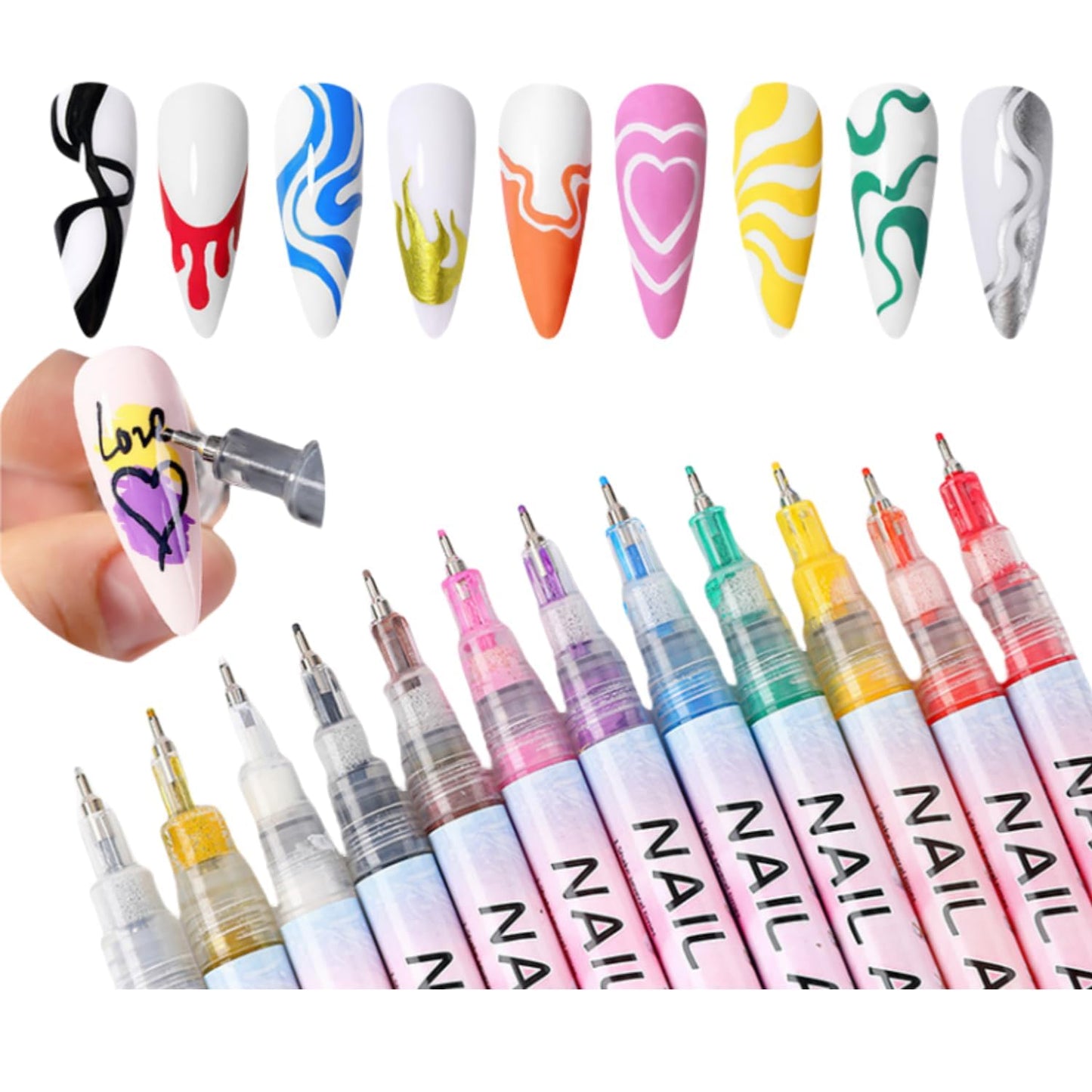 Nail Polish Pen, 1 PCS Nail Art Pen, Nail Pencil, DIY Drawing Painting Pen, for Nails DIY (Red 0.5mm)