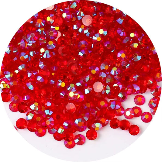 1440 Pcs SS20 5mm AB Flatback Rhinestones for Nails Art Crafts Transparent Glitter Round Gems Crystals DIY Clothes Shoes(Clear Red AB)