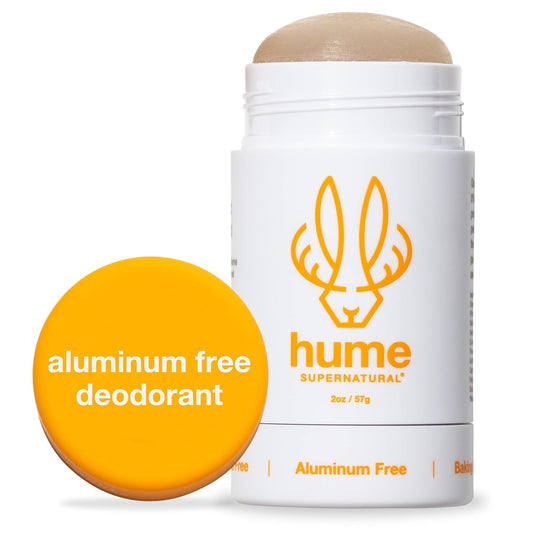 Hume Supernatural Aluminum Free Deodorant for Women & Men - Safe for Sensitive Skin - Probiotic, Plant-Based, Baking Soda Free, Aloe, & Cactus Flower, Anti Sweat, Stain & Odor - Amber Woods, 1-Pack